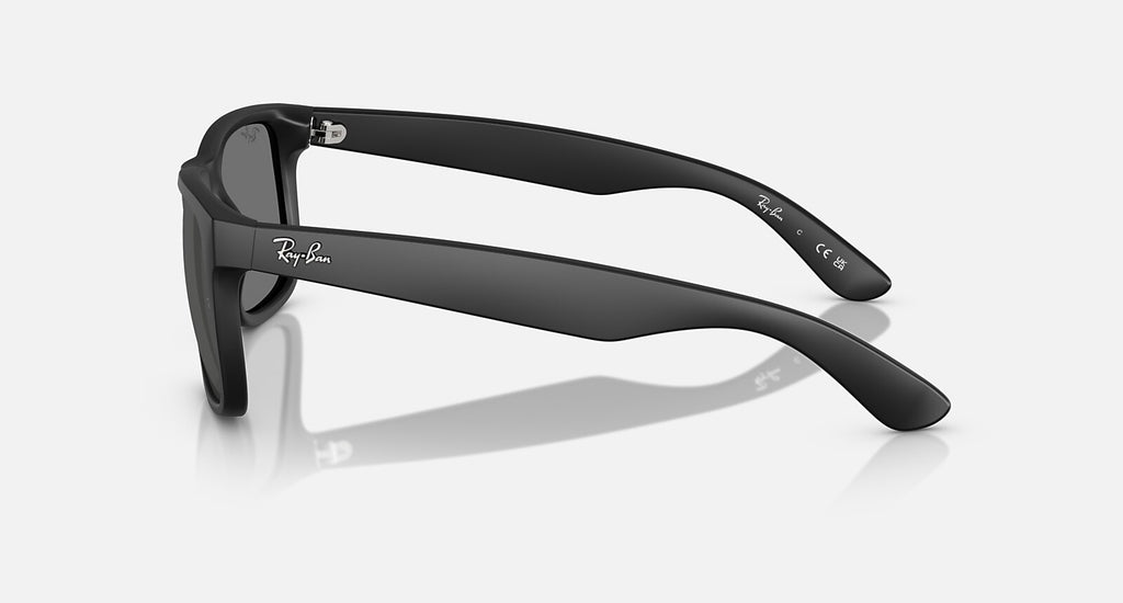 Ray-Ban Justin Classic - Matte Rubber Black / Grey Mirror Silver, side view