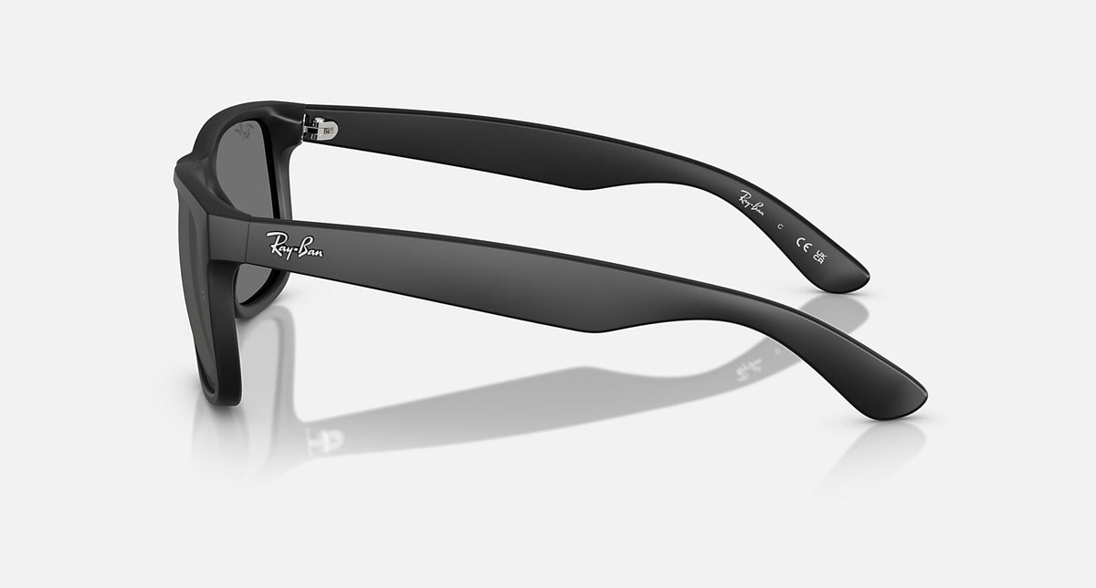 Ray-Ban Justin Classic - Matte Rubber Black / Grey Mirror Silver, side view