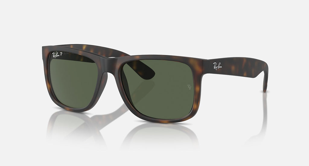 Ray-Ban Justin Classic Polarized - Matte Havana / Dark Green Polarized, three-quarter view