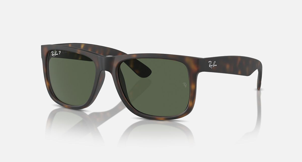 Ray-Ban Justin Classic Polarized - Matte Havana / Dark Green Polarized, three-quarter view