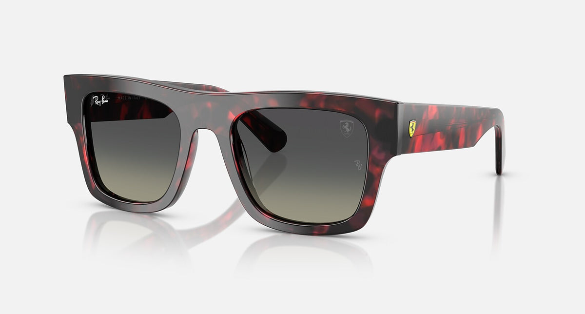 Ray-Ban RB2217M Scuderia Ferrari Collection - Polished Red Havana Frame / Grey Gradient Lenses, three-quarter view