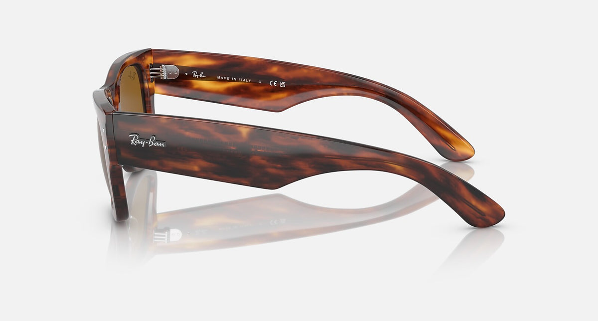 Ray-Ban Mega Wayfarer - Polished Striped Havana / Brown, side view