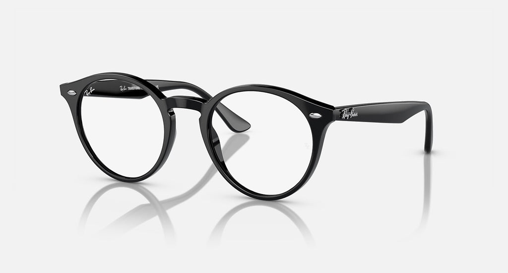 Ray-Ban RB2180 - Polished Black / Clear Blue Transitions, three-quarter view