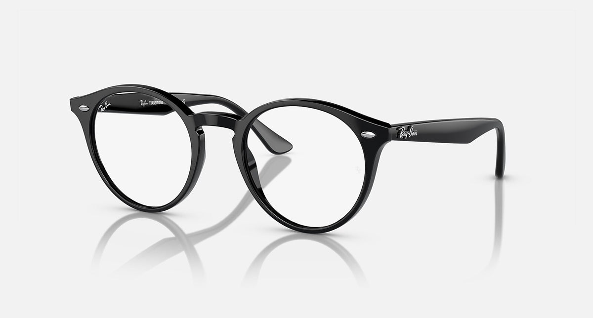 Ray-Ban RB2180 - Polished Black / Clear Blue Transitions, three-quarter view