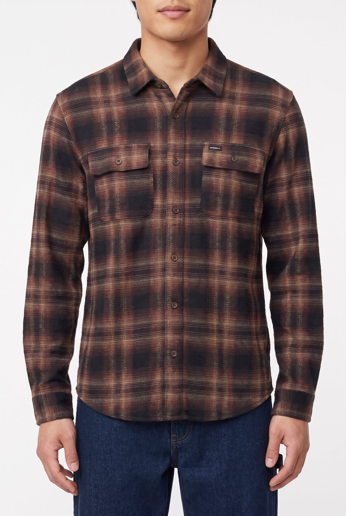 O'Neill Sutton Knit Flannel Long Sleeve Shirt - Chocolate front