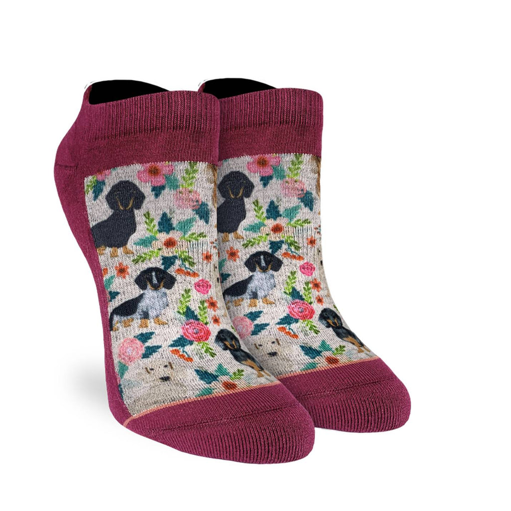 Good Luck Sock Floral Dachshunds Ankle Socks pair