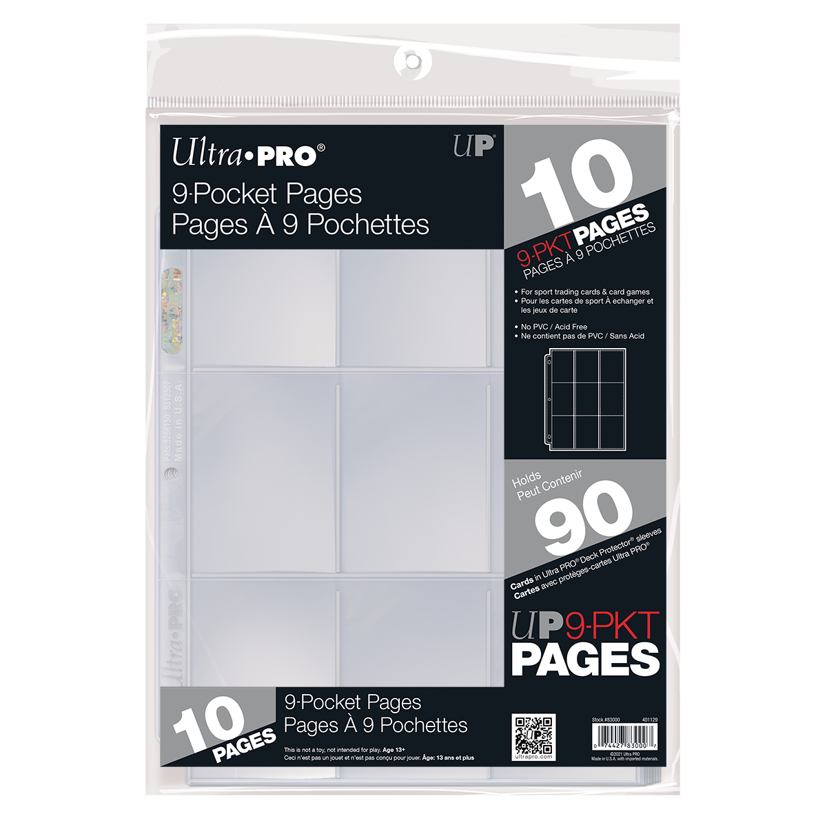 Ultra Pro 9-Pocket Card Pages - 10 pack in package