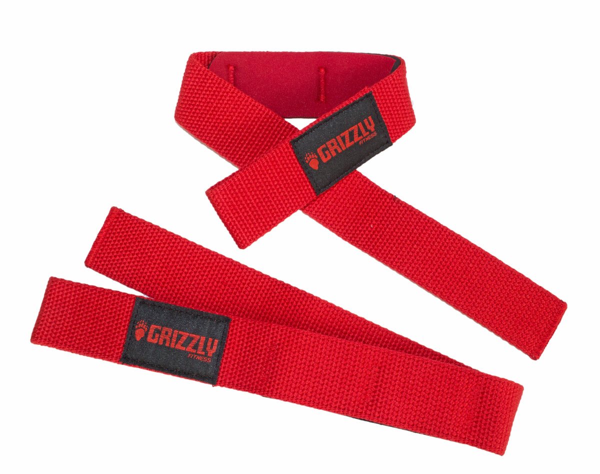Grizzly Padded Lifting Straps Red - detail view