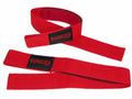 Grizzly Padded Lifting Straps Red - front view