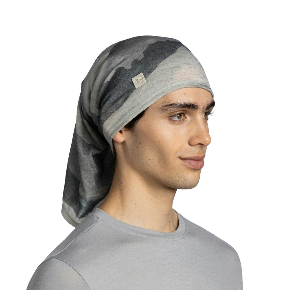 Buff Lightweight Merino Wool Neckwear - Aler Grey - Aler Grey, worn as headband