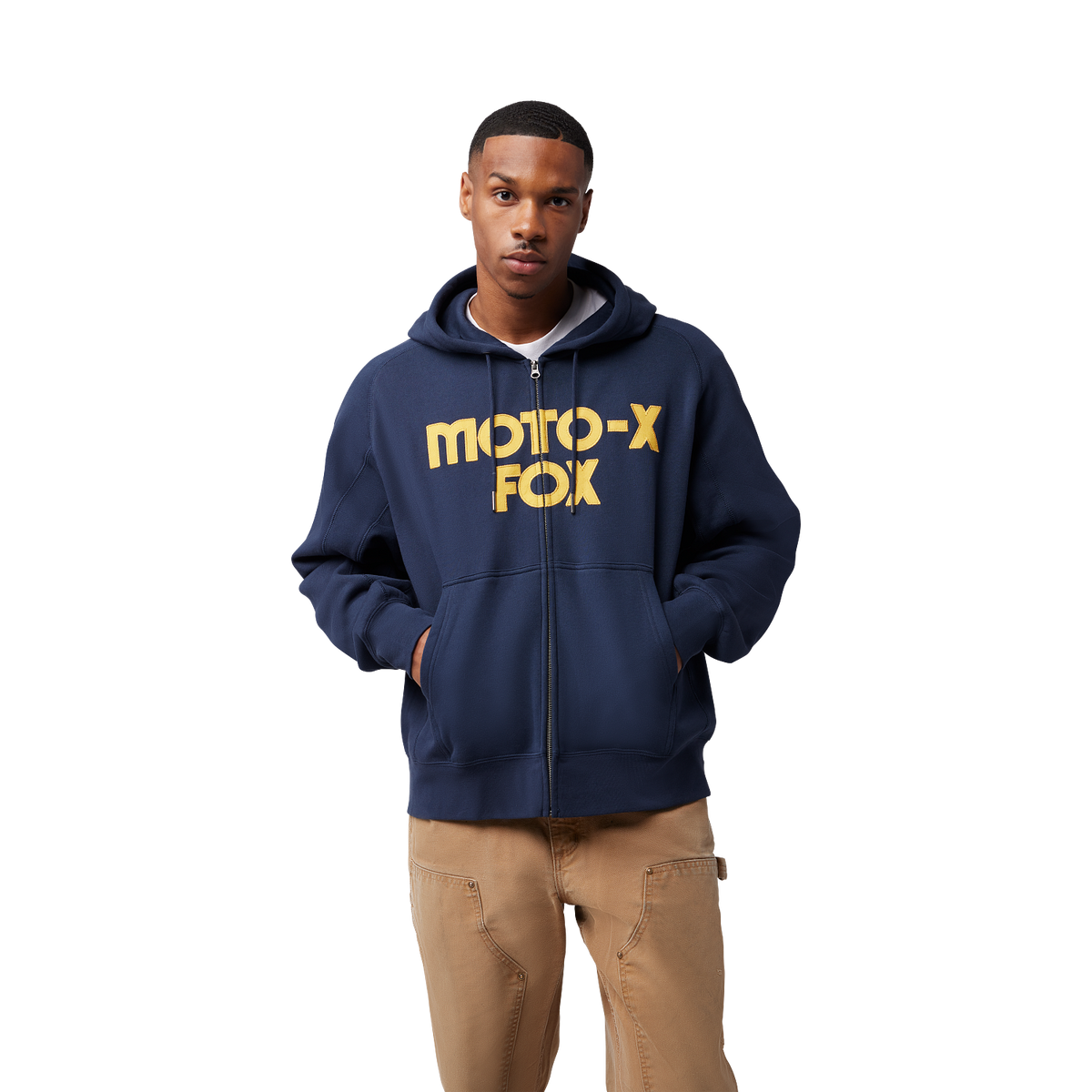 Fox Men's Moto-X Oversized Zip Hoodie Midnight Blue detail