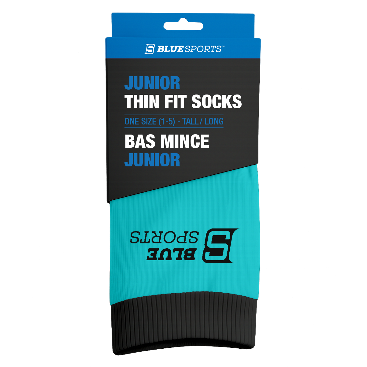 Blue Sports Junior Pro-Skin Thin Fit Skate Socks - Ice Blue - in package