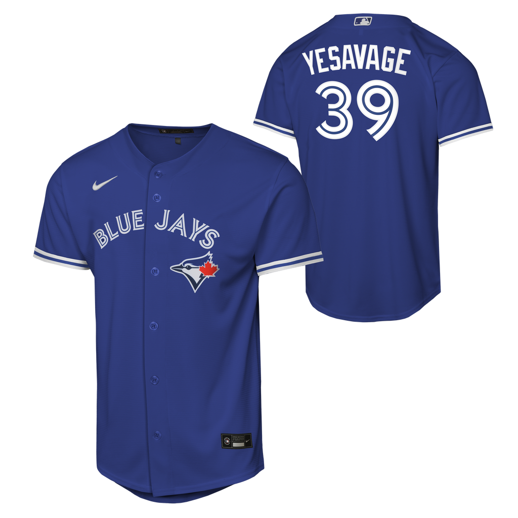 Nike Youth Toronto Blue Jays Trey Yesavage alternate 2 jersey front and back