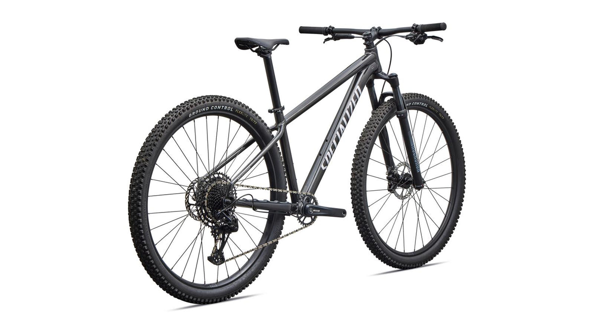 Specialized Rockhopper Expert 29 - 2027 - GLOSS CHARCOAL TINT ALUMINUM, rear three-quarter view