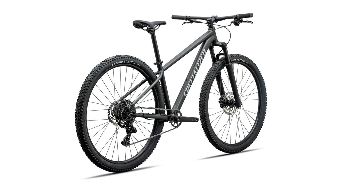 Specialized Rockhopper Sport 29 - 2027 - SATIN METALLIC OBSIDIAN, rear three-quarter view