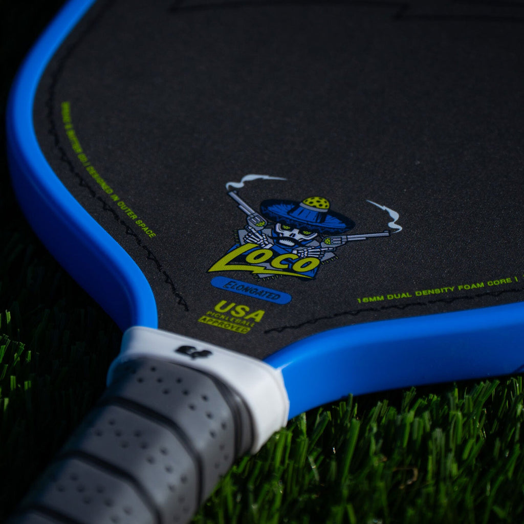 Bread & Butter Loco Elongated Pickleball Paddle - Blue/Gray, face detail
