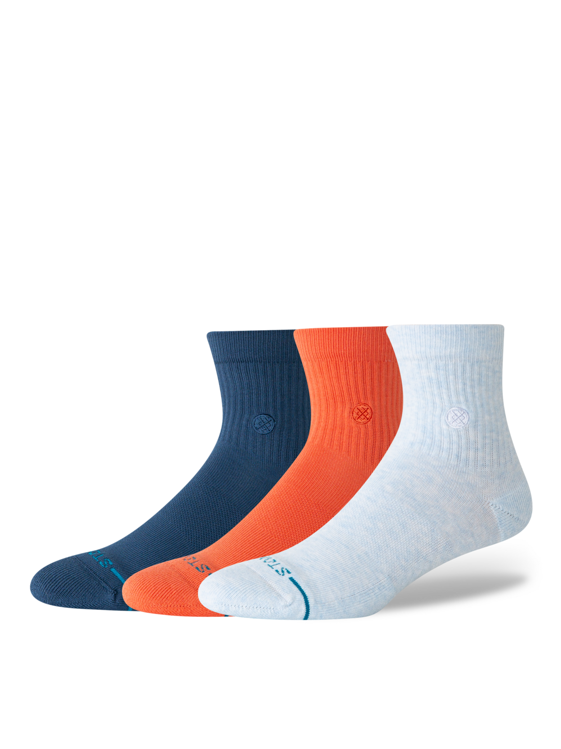 Stance Icon Quarter Socks - 3 Pack - MIST, front view