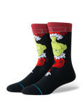 Stance The Grinch X Down The Chimney Crew Socks - BLACK, front view