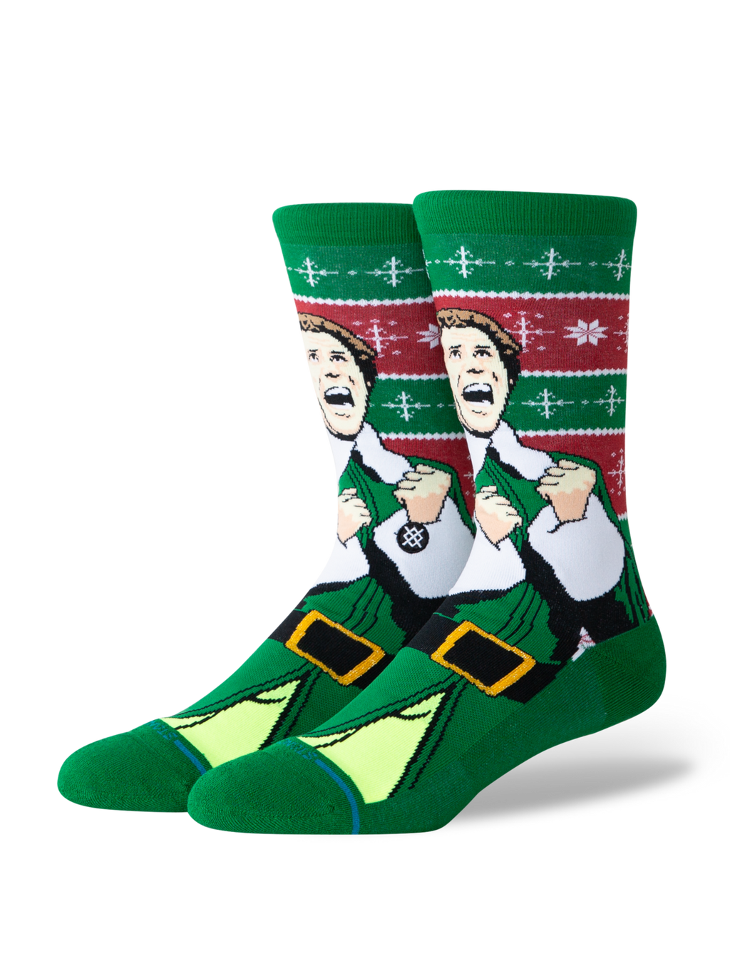 Stance Elf x Cold Outside Crew Socks - GREEN, front view