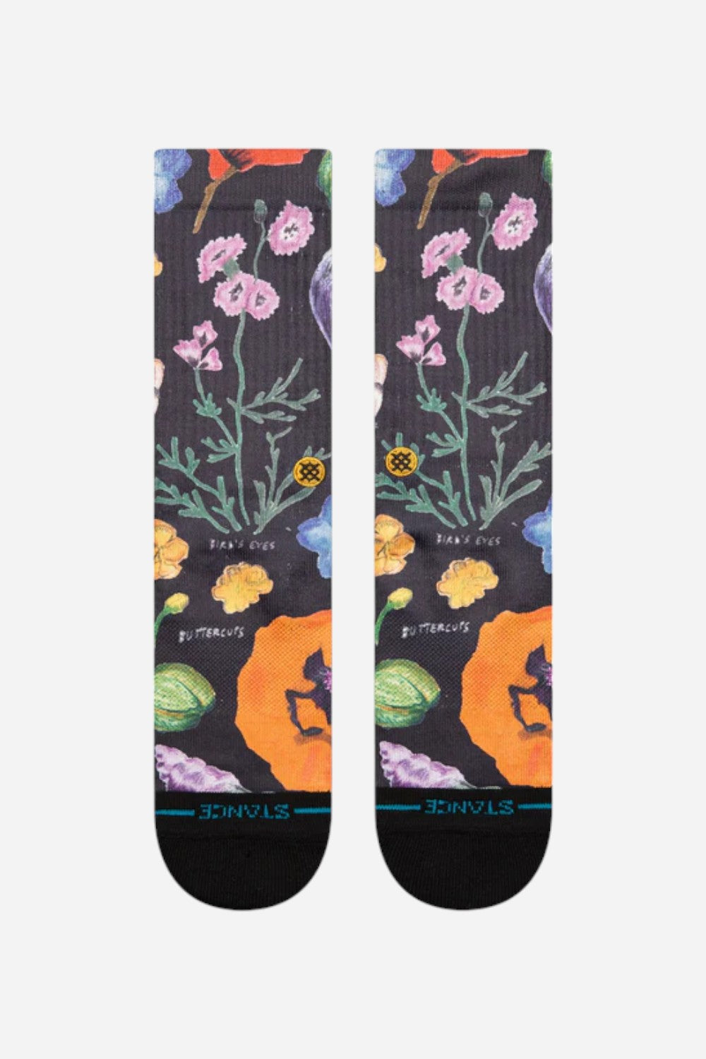 Stance Lucias Floral Crew Socks Black - alternate