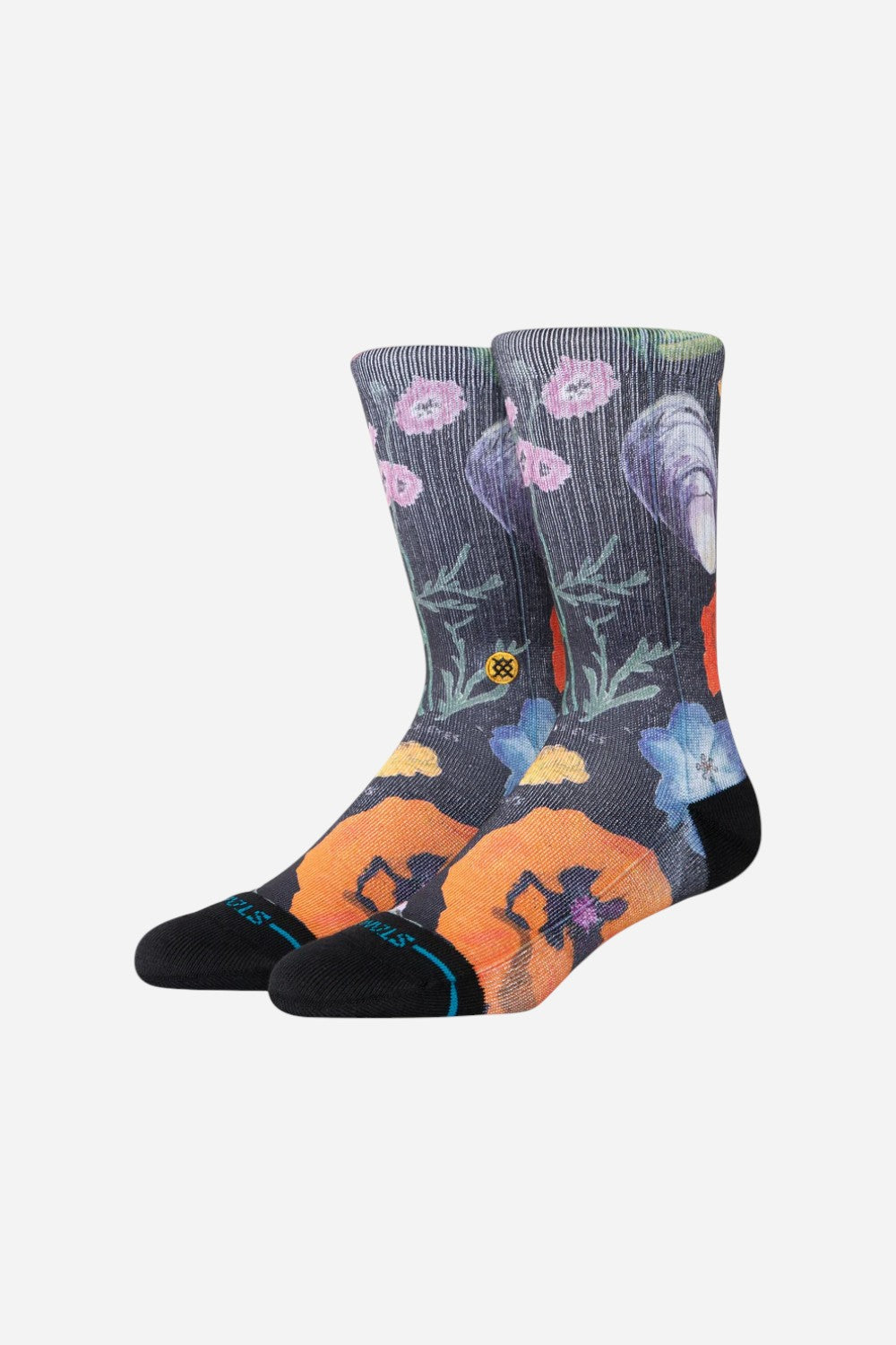 Stance Lucias Floral Crew Socks Black - front
