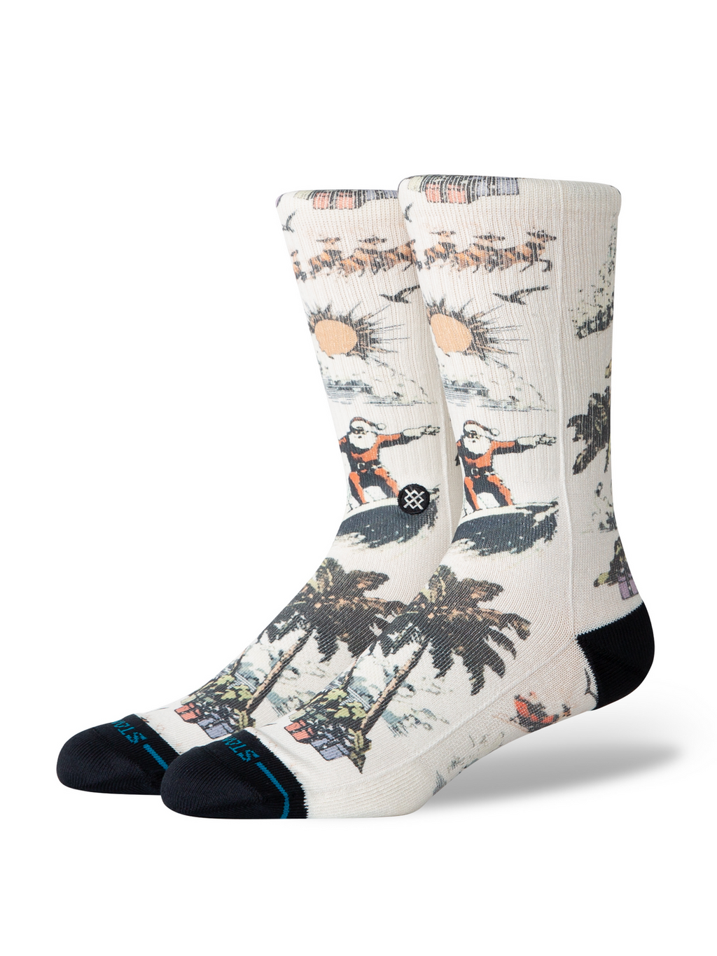 Stance San O Claus Crew Socks - CREAM, front view