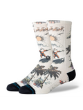 Stance San O Claus Crew Socks - CREAM, front view