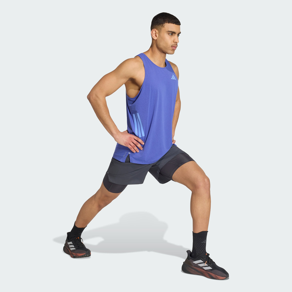 Adidas Adi365 Running Tank - BLUE, side on-model view