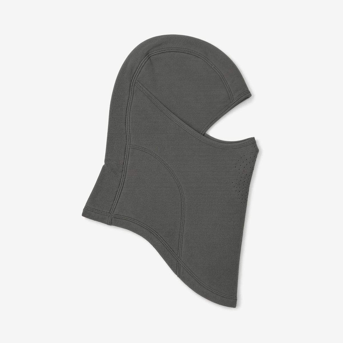 Airhole Laser Mouth Drytech Balaclava - Charcoal, side flat lay