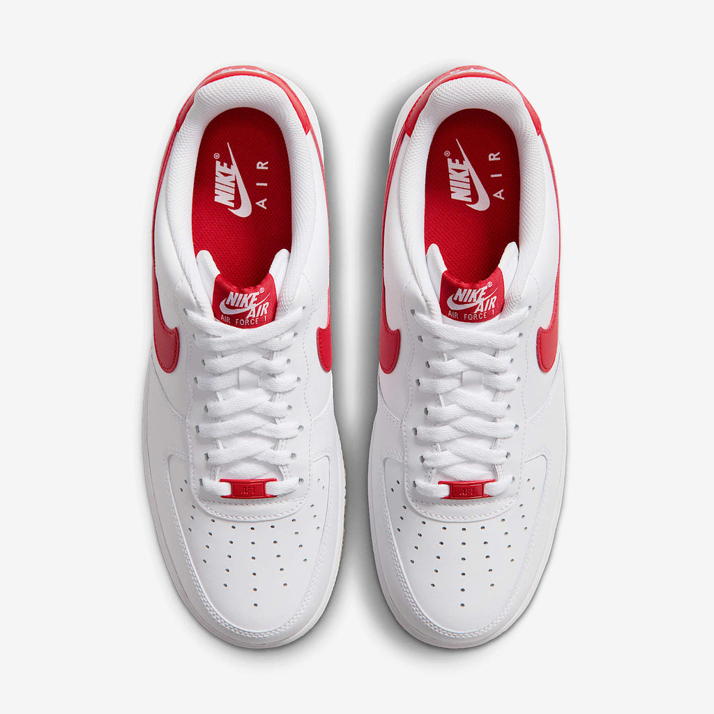 Nike Men's Air Force 1 '07 Shoes - White/Gum Light Brown/Challenge Red, top
