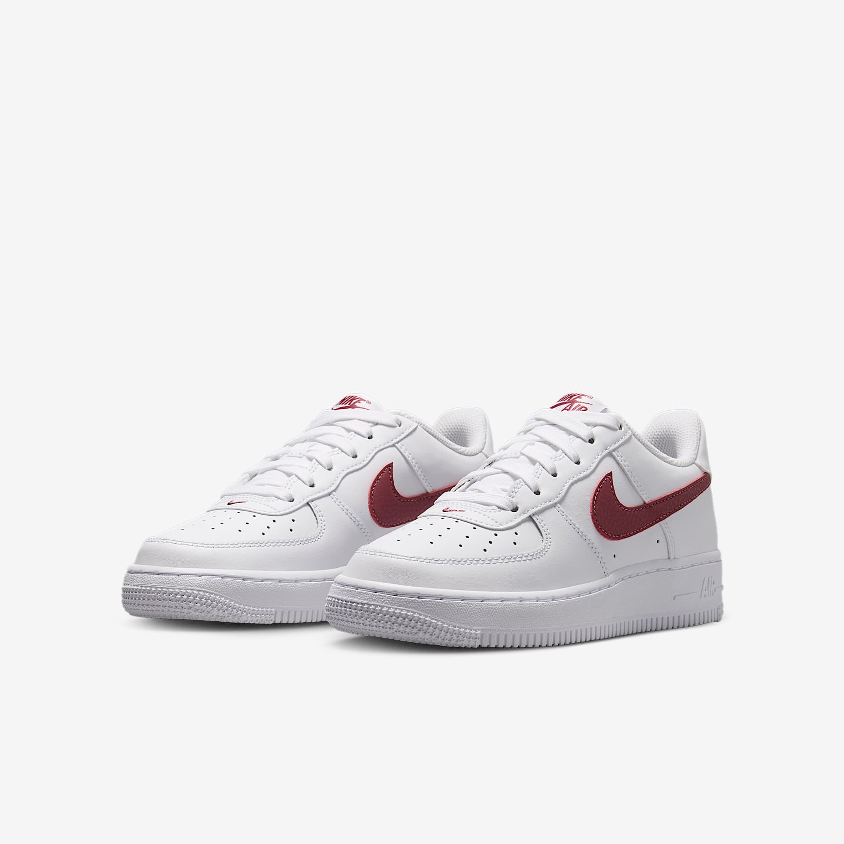 Nike Air Force 1 Older Kids' - White/Pink Smoke - front three-quarter