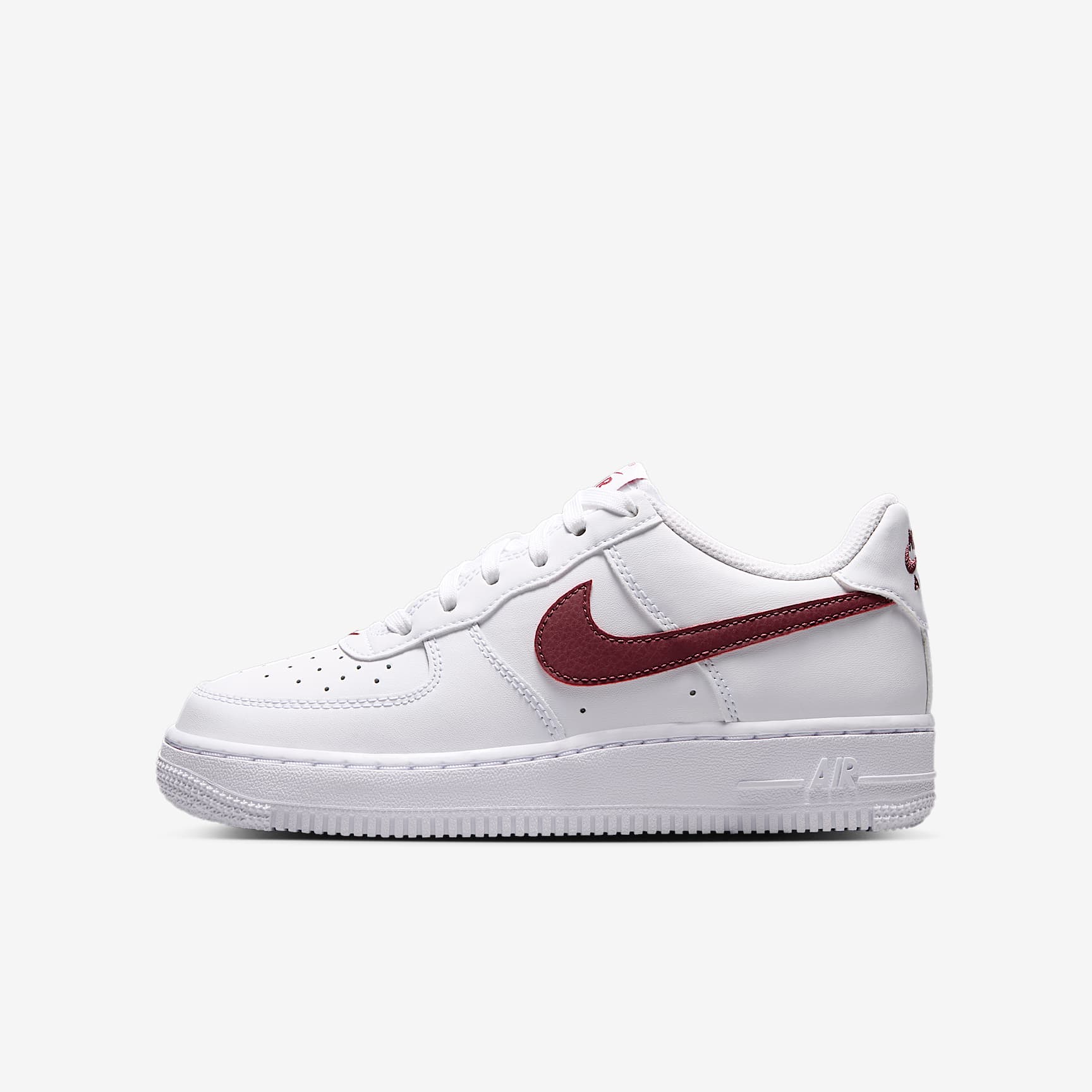 Nike Air Force 1 Older Kids' - White/Pink Smoke - side profile