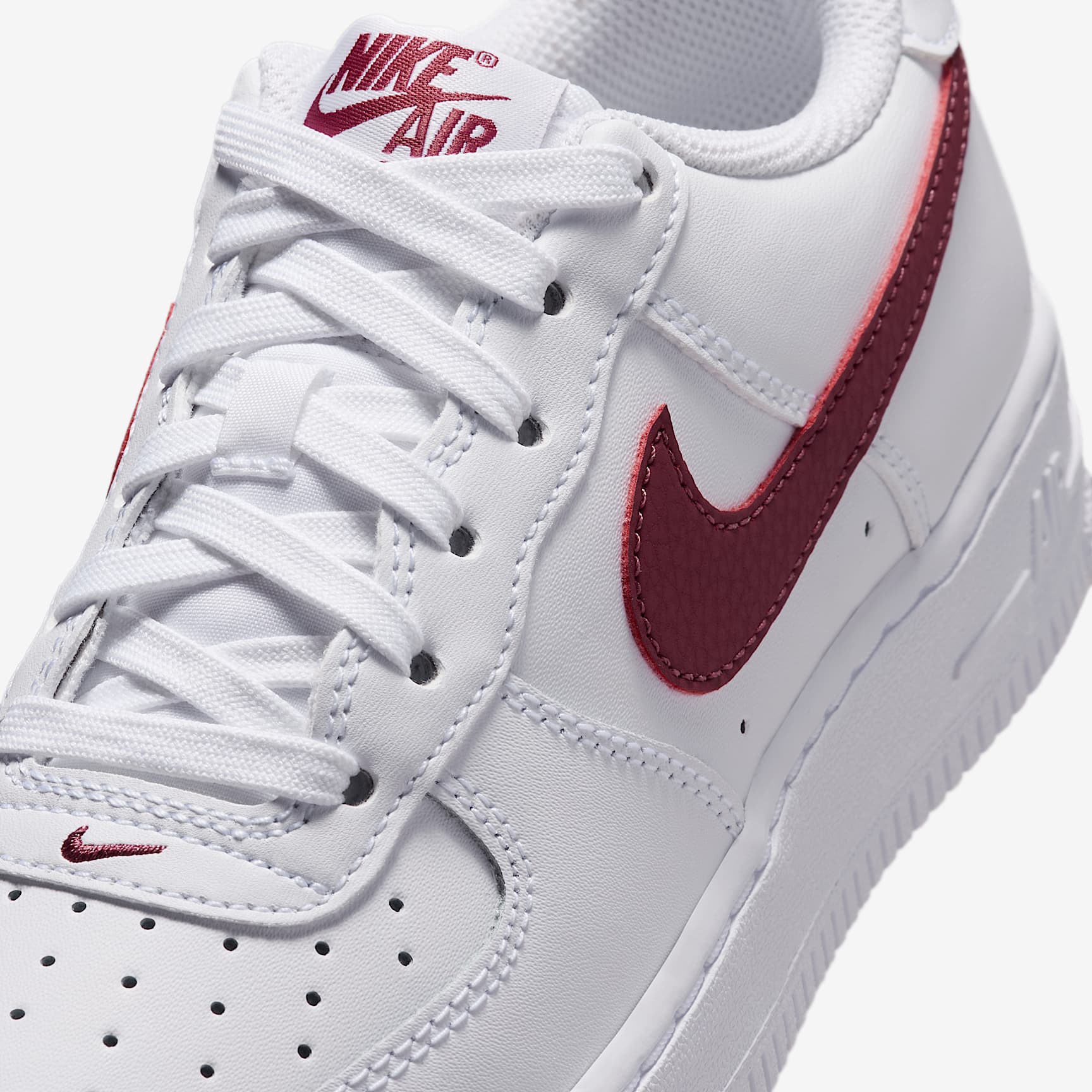 Nike Air Force 1 Older Kids' - White/Pink Smoke - heel detail
