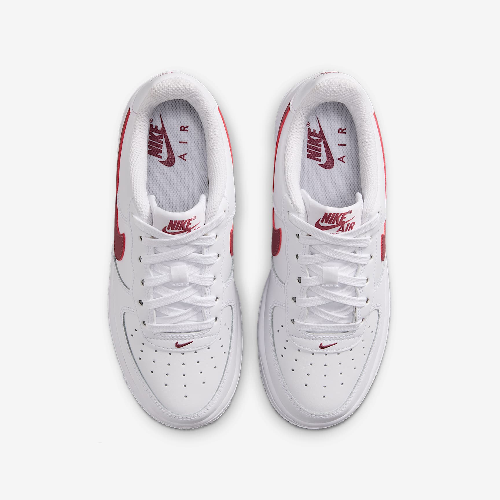 Nike Air Force 1 Older Kids' - White/Pink Smoke - top-down