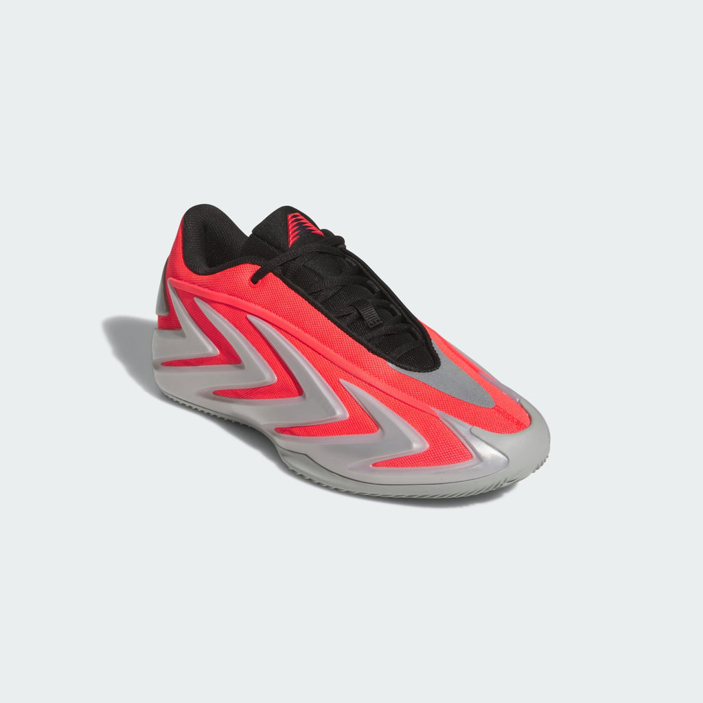 Adidas Anthony Edwards 3 Basketball Shoes - LUCID RED/SILVER METALLIC, front three-quarter view