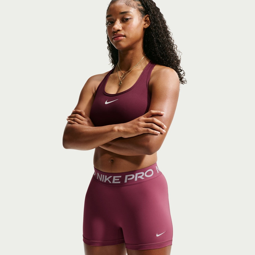 Nike Women's Pro Mid-Rise 3" Biker Shorts - Pink Smoke, front