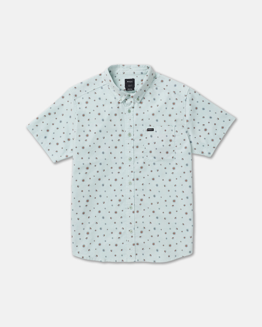 RVCA That'll Do Print Short Sleeve Shirt in Blue Haze — flat front