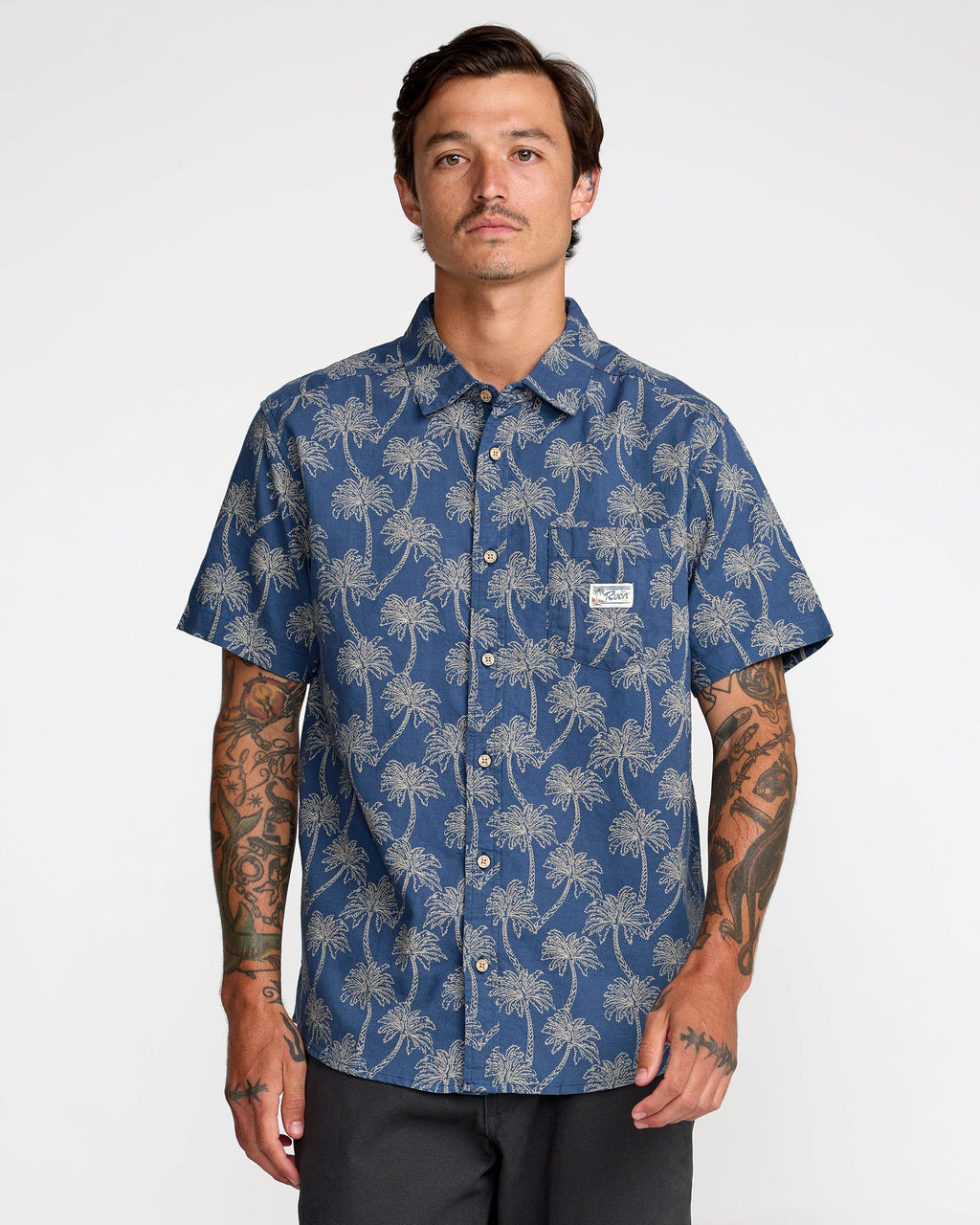 RVCA Exotic SS Dark Denim - model front