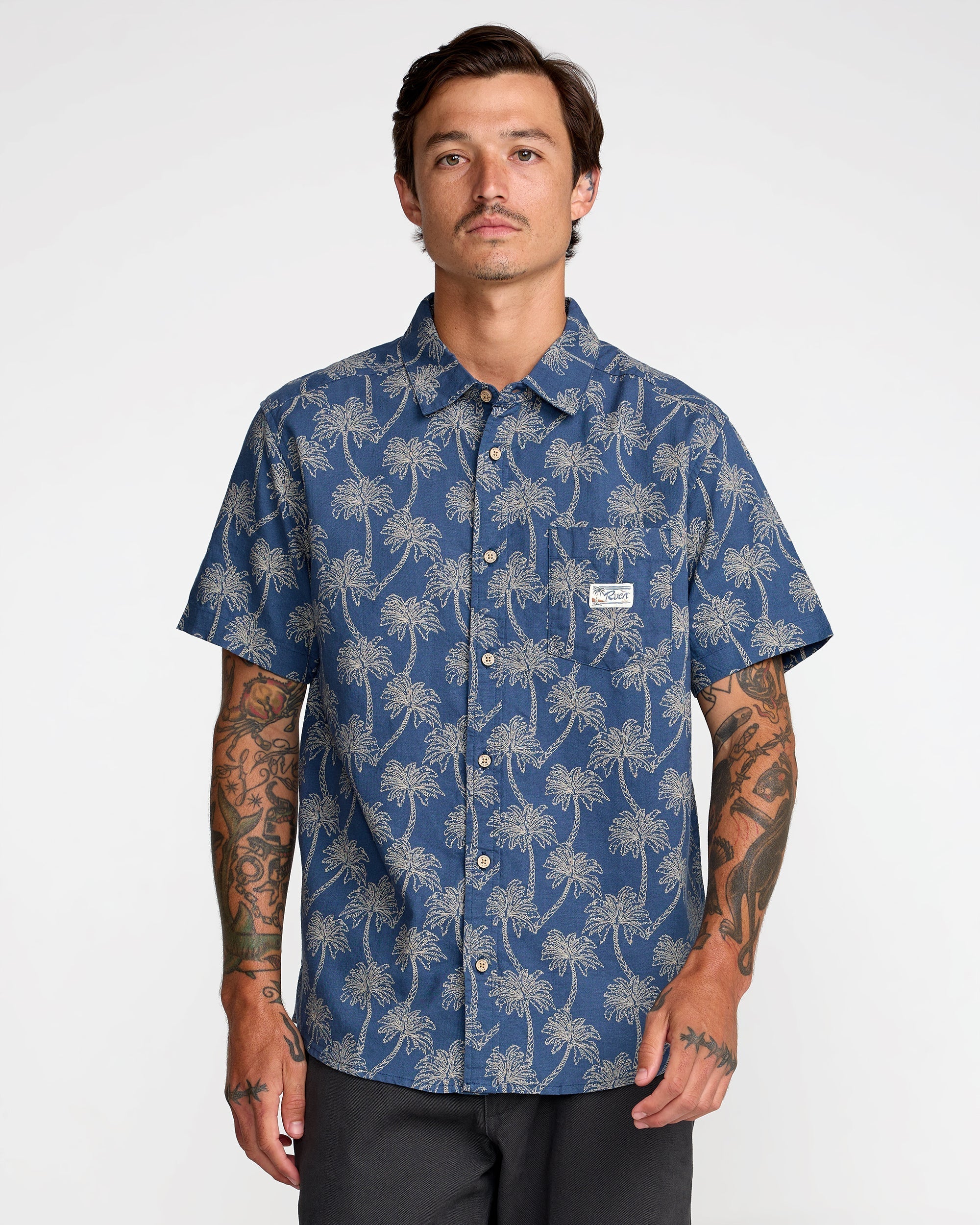 RVCA Exotic SS Dark Denim - model front