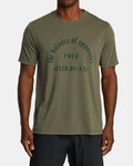 RVCA Old Arch Short Sleeve Tee in Olive - front on model