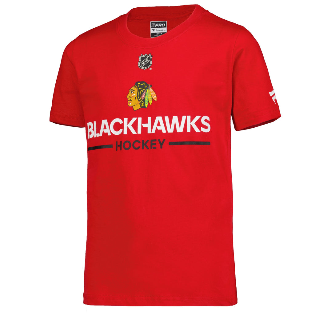 Youth Chicago Blackhawks Fanatics Red Authentic Pro Wordmark T-Shirt - front