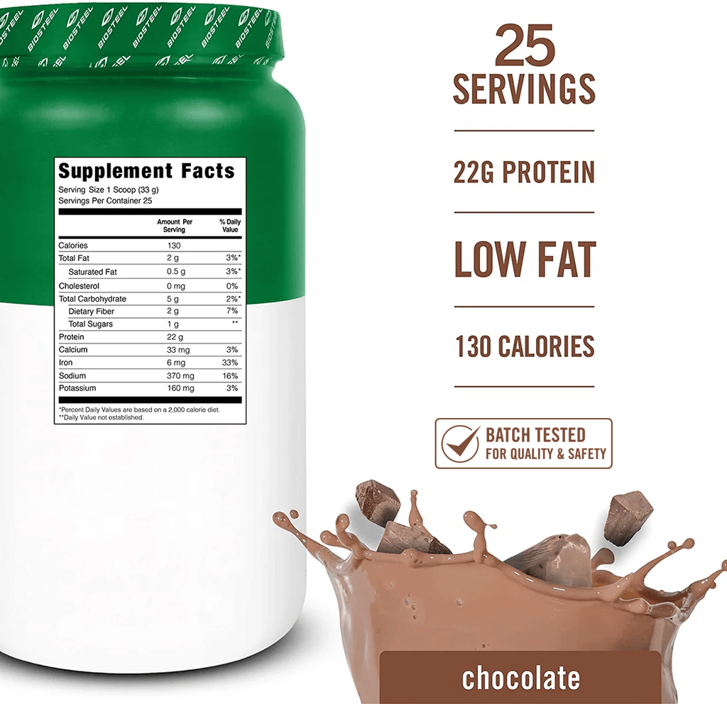 BioSteel Plant-Based Protein Powder, Chocolate, 825g - supplement facts