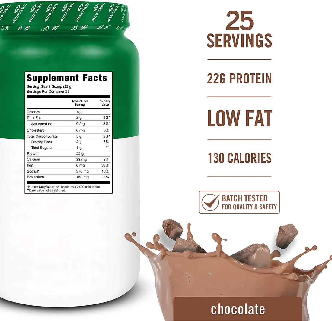 BioSteel Plant-Based Protein Powder, Chocolate, 825g - supplement facts