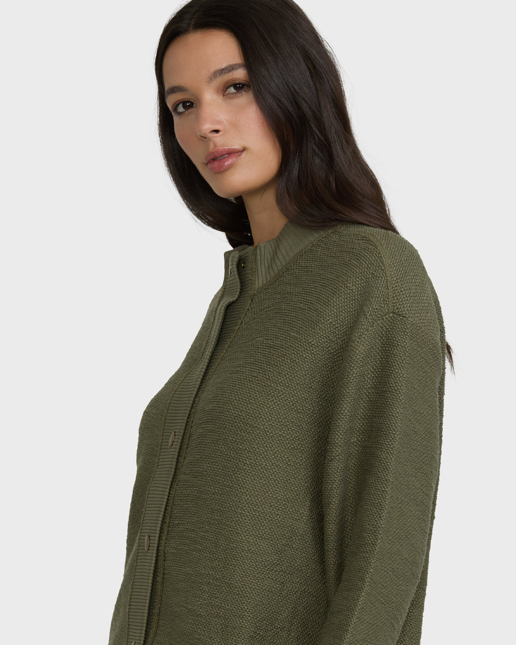 Billabong Women's Fire Side Fleece Shacket - Canteen, detail