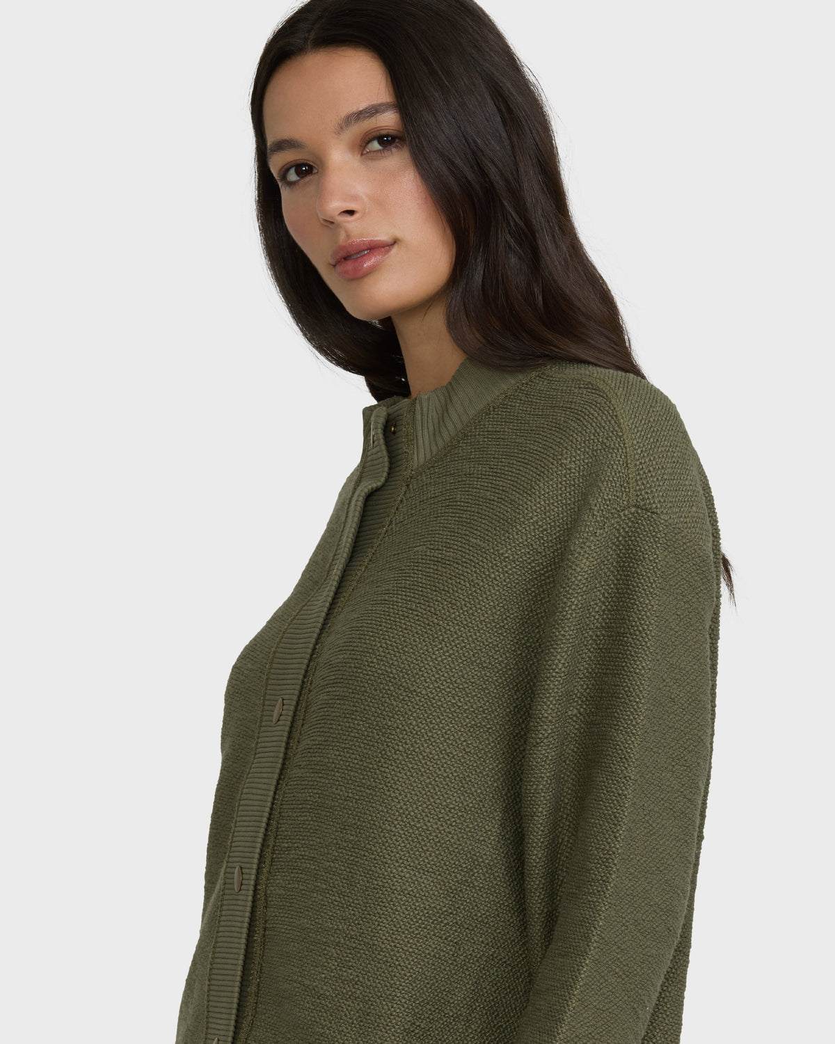 Billabong Women's Fire Side Fleece Shacket - Canteen, detail