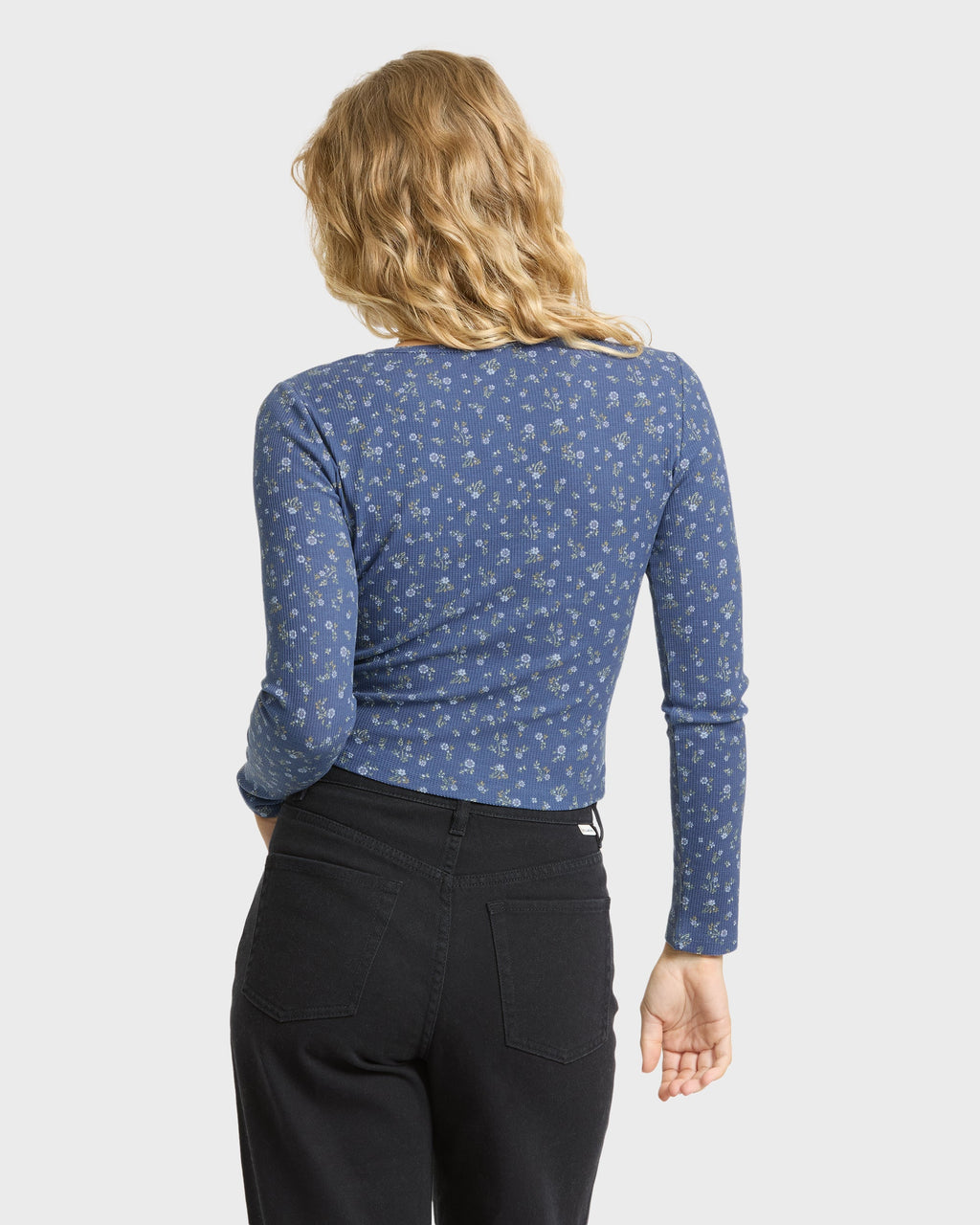 Billabong Women's Jamie Long Sleeve Knit Top - Classic Navy, back