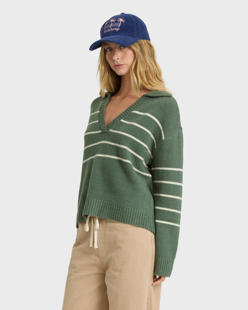 Billabong Women's Bennie V-Neck Sweater - Rainforest, side