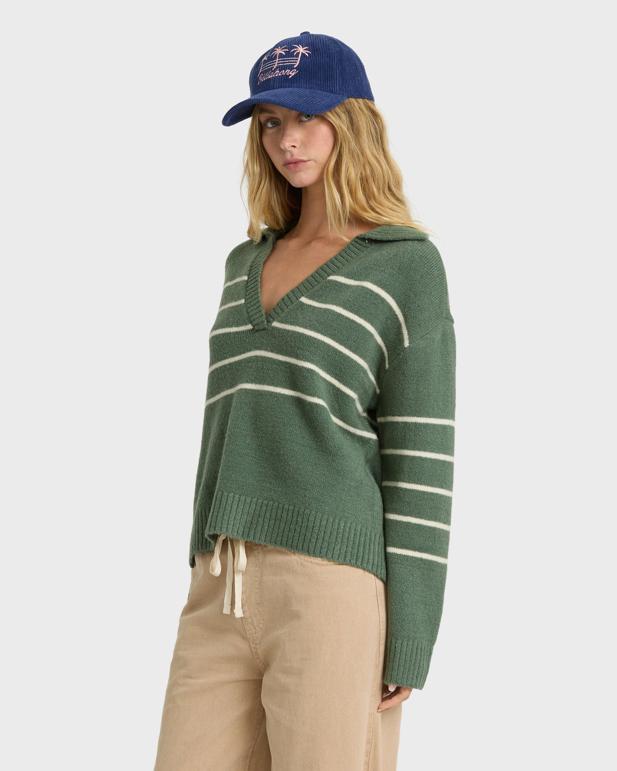 Billabong Women's Bennie V-Neck Sweater - Rainforest, side