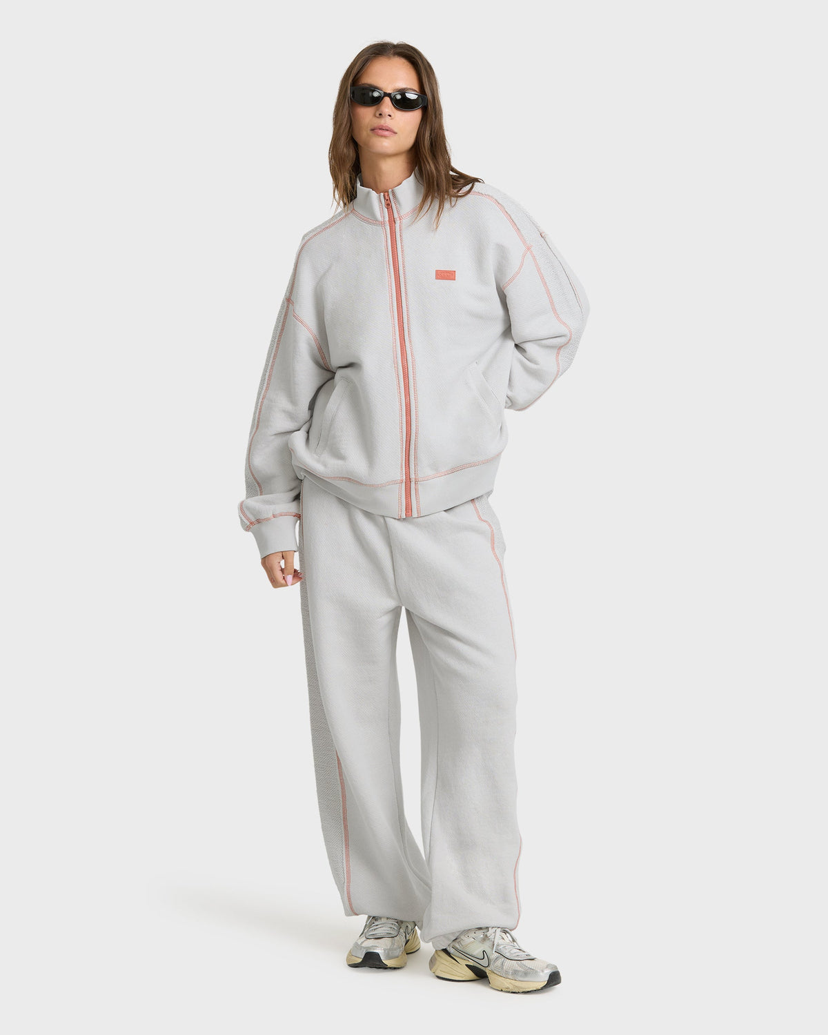 Billabong Women's Trail Side Fleece Bomber Jacket - Lite Grey, full body