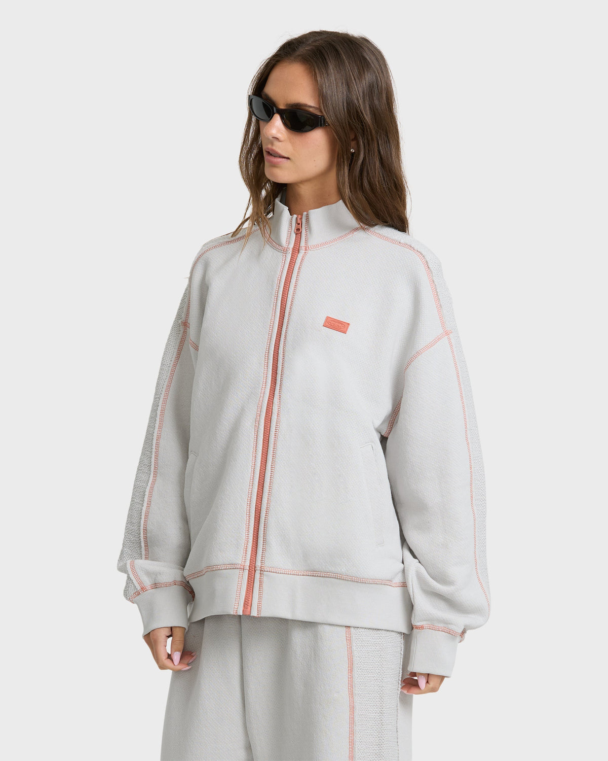 Billabong Women's Trail Side Fleece Bomber Jacket - Lite Grey, side